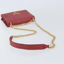 PRADA Chain Shoulder Bag Safiano leather Red Gold Auth 159038-7