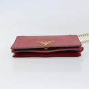 PRADA Chain Shoulder Bag Safiano leather Red Gold Auth 159038-5