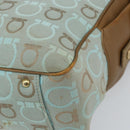 Salvatore Ferragamo Gancini Tote Bag Canvas Lichtblauw Goud Auth 159039-9