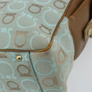 Salvatore Ferragamo Gancini Tote Bag Canvas Lichtblauw Goud Auth 159039-15