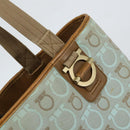 Salvatore Ferragamo Gancini Tote Bag Canvas Lichtblauw Goud Auth 159039-17