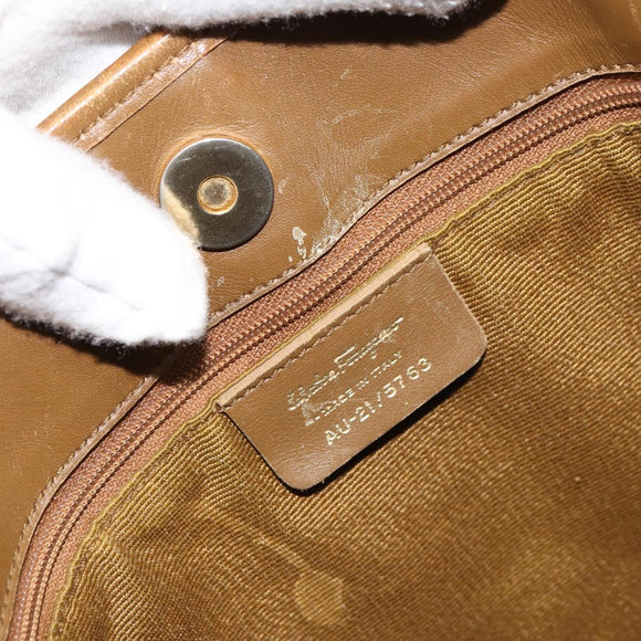 Salvatore Ferragamo Gancini Tote Bag Canvas Lichtblauw Goud Auth 159039