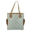 Salvatore Ferragamo Gancini Tote Bag Canvas Lichtblauw Goud Auth 159039-13