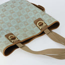 Salvatore Ferragamo Gancini Tote Bag Canvas Lichtblauw Goud Auth 159039-6