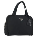 PRADA Hand Bag Nylon Black Silver Auth 159051-1