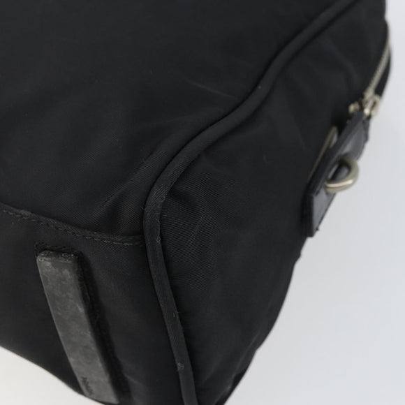 PRADA Hand Bag Nylon Black Silver Auth 159051