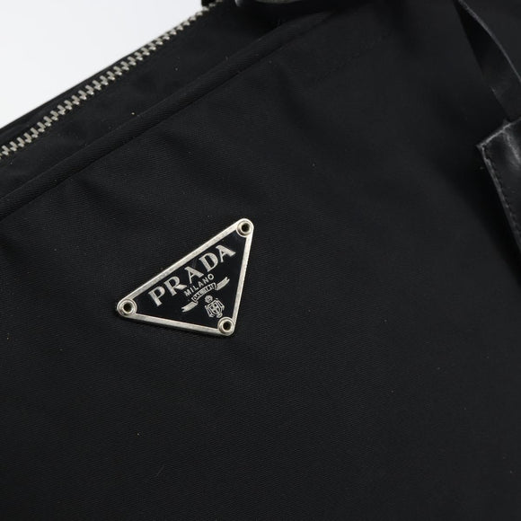 PRADA Hand Bag Nylon Black Silver Auth 159051