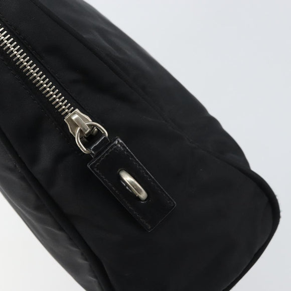 PRADA Hand Bag Nylon Black Silver Auth 159051