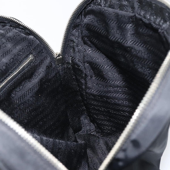 PRADA Hand Bag Nylon Black Silver Auth 159051