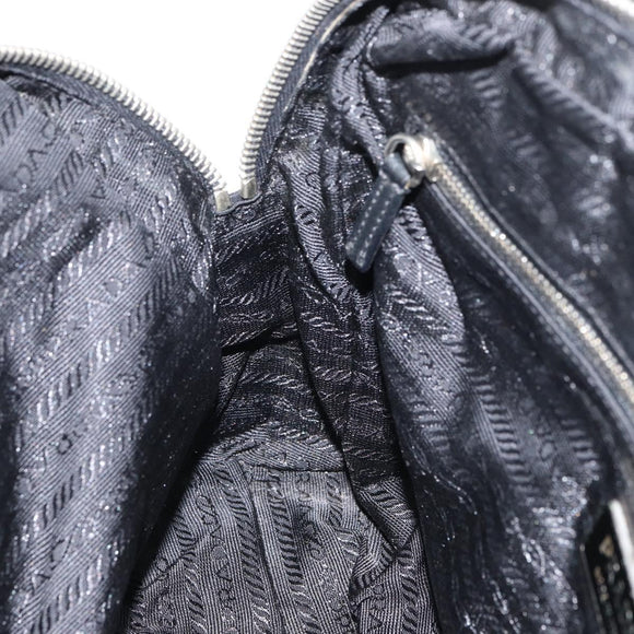 PRADA Hand Bag Nylon Black Silver Auth 159051