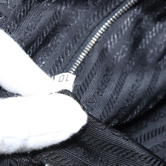 PRADA Hand Bag Nylon Black Silver Auth 159051