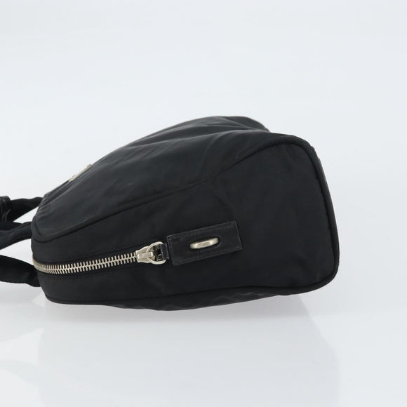 PRADA Hand Bag Nylon Black Silver Auth 159051