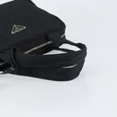 PRADA Hand Bag Nylon Black Silver Auth 159051-7