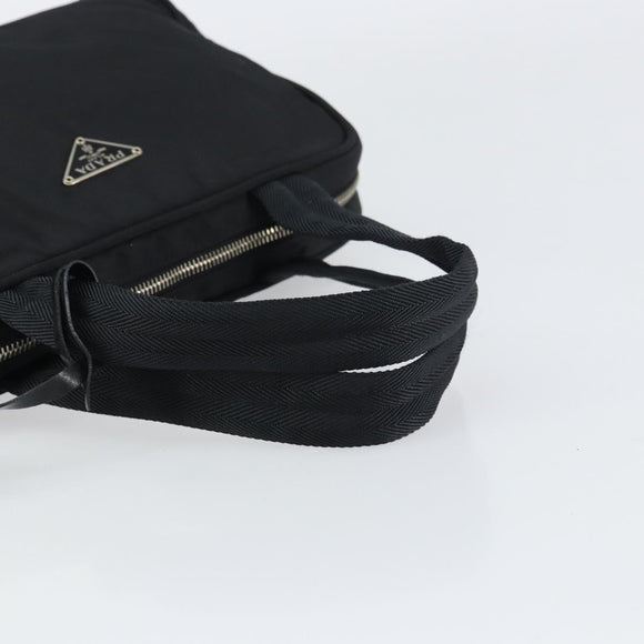PRADA Hand Bag Nylon Black Silver Auth 159051