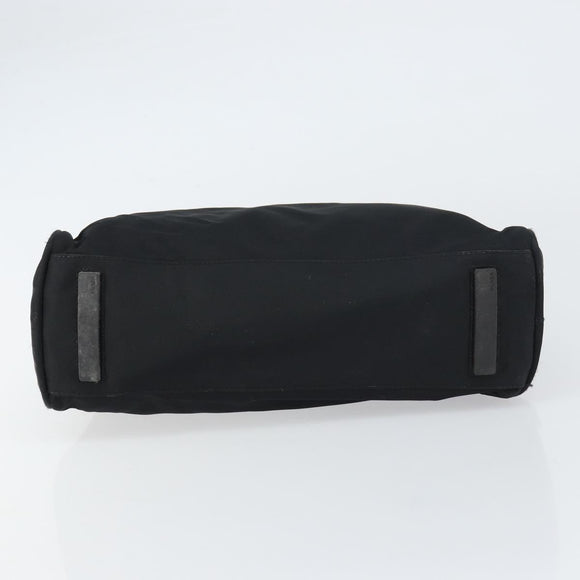 PRADA Hand Bag Nylon Black Silver Auth 159051
