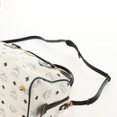 MCM Logogram Vicetos Boston Bag PVC Leather 2way White Gold Auth 159053-15