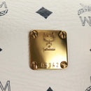 MCM Logogram Vicetos Boston Bag PVC Leather 2way White Gold Auth 159053-12