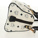 MCM Logogram Vicetos Boston Bag PVC Leather 2way White Gold Auth 159053-4