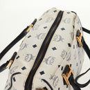 MCM Logogram Vicetos Boston Bag PVC Leather 2way White Gold Auth 159053-6