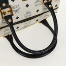 MCM Logogram Vicetos Boston Bag PVC Leather 2way White Gold Auth 159053-7