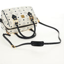 MCM Logogram Vicetos Boston Bag PVC Leather 2way White Gold Auth 159053-8