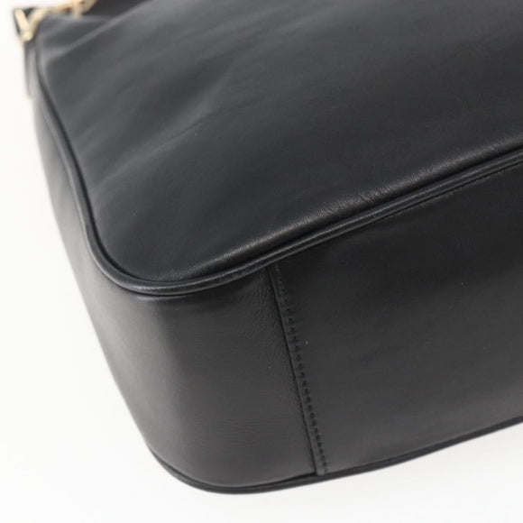 GUCCI Bamboo Hand Bag Leather 2way Black Gold 001 1638 Auth 159054