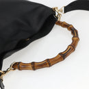 GUCCI Bamboo Hand Bag Leather 2way Black Gold 001 1638 Auth 159054-7