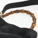 GUCCI Bamboo Hand Bag Leather 2way Black Gold 001 1638 Auth 159054-8
