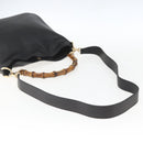 GUCCI Bamboo Hand Bag Leather 2way Black Gold 001 1638 Auth 159054-9