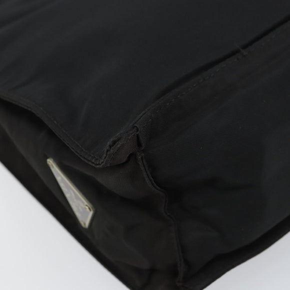 PRADA Hand Bag Nylon Black Silver Auth 159055