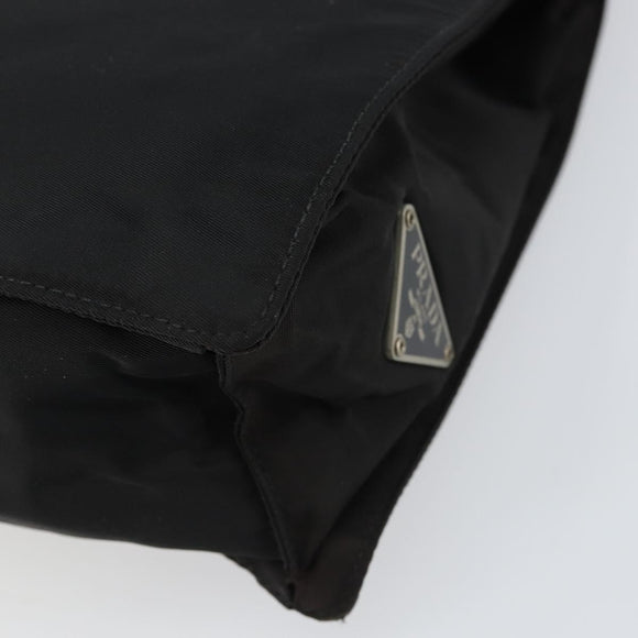 PRADA Hand Bag Nylon Black Silver Auth 159055