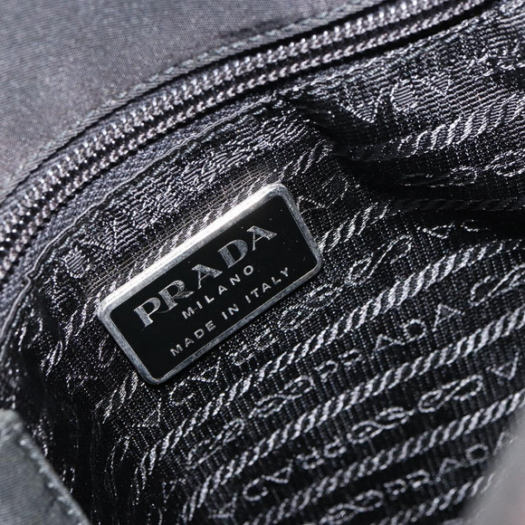 PRADA Hand Bag Nylon Black Silver Auth 159055