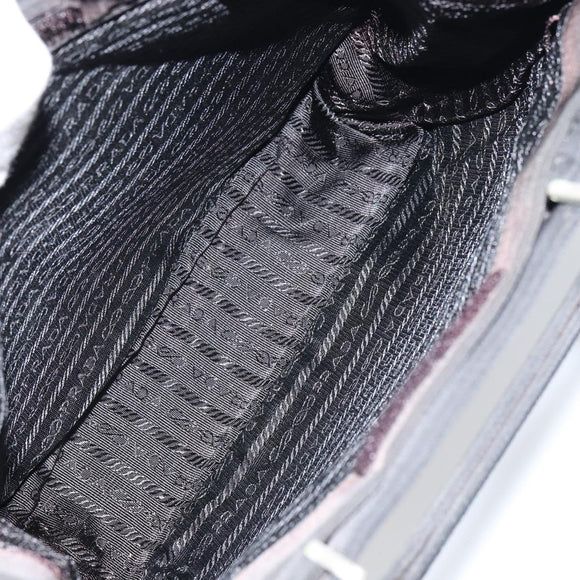 PRADA Hand Bag Nylon Black Silver Auth 159055