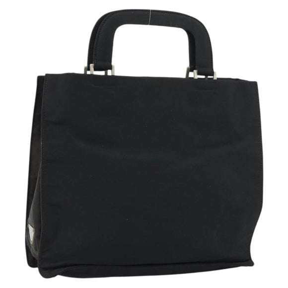 PRADA Hand Bag Nylon Black Silver Auth 159055