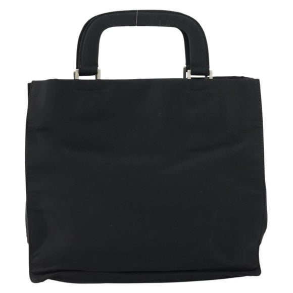 PRADA Hand Bag Nylon Black Silver Auth 159055