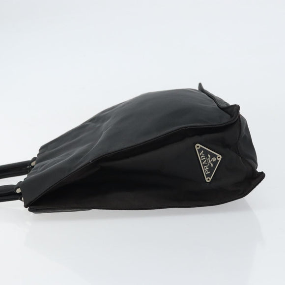 PRADA Hand Bag Nylon Black Silver Auth 159055