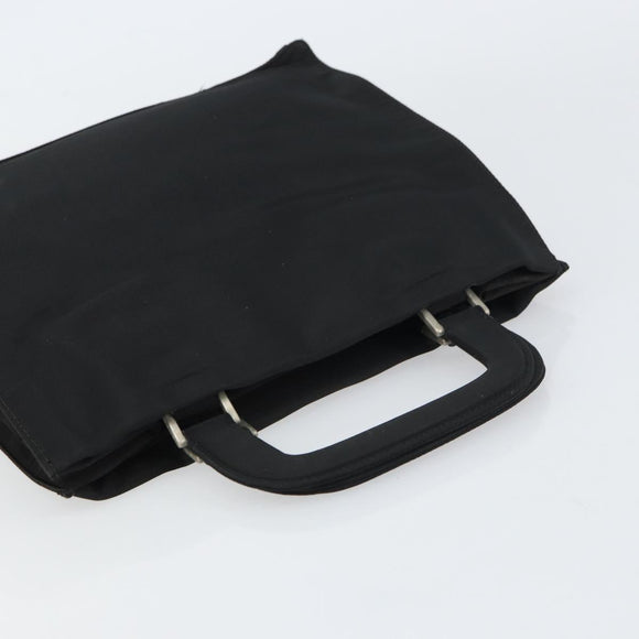 PRADA Hand Bag Nylon Black Silver Auth 159055