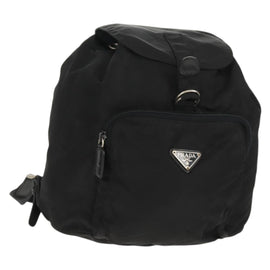PRADA Backpack Nylon Black Silver Auth 159056