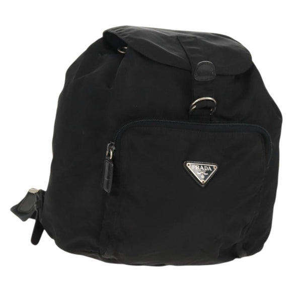 PRADA Backpack Nylon Black Silver Auth 159056