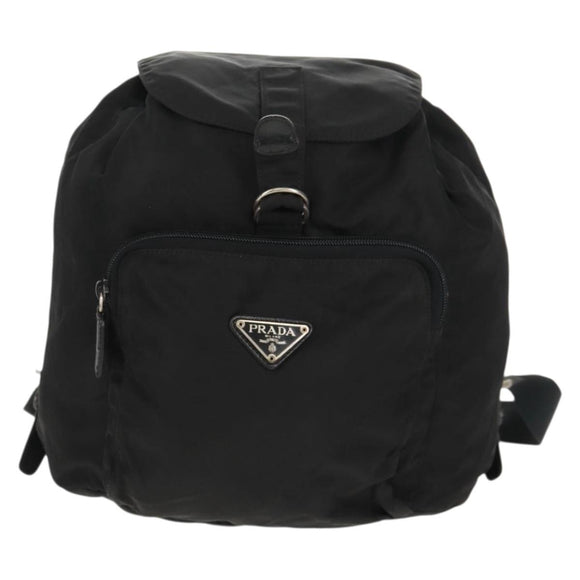 PRADA Backpack Nylon Black Silver Auth 159056