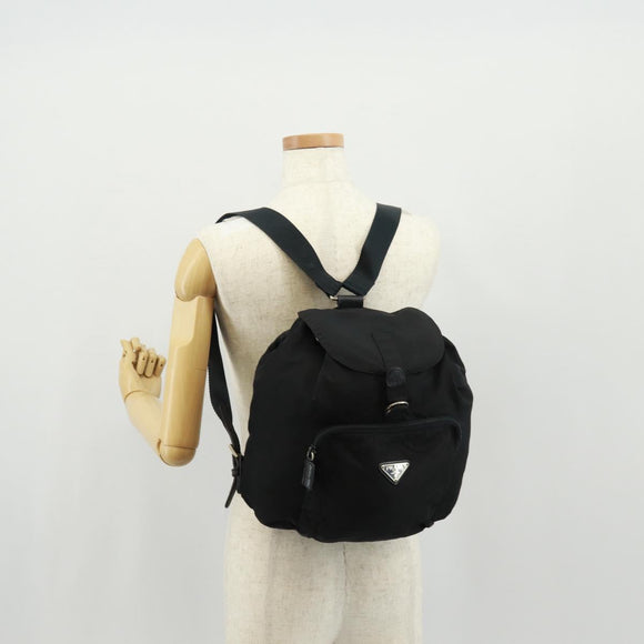 PRADA Backpack Nylon Black Silver Auth 159056