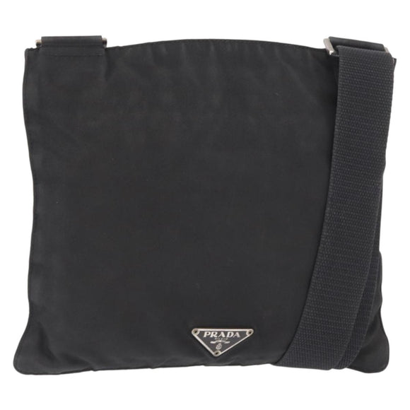 PRADA Shoulder Bag Nylon Black Silver Auth 159057
