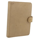 CHANEL Day Planner Cover Leather Beige Gold CC Auth 159060-1