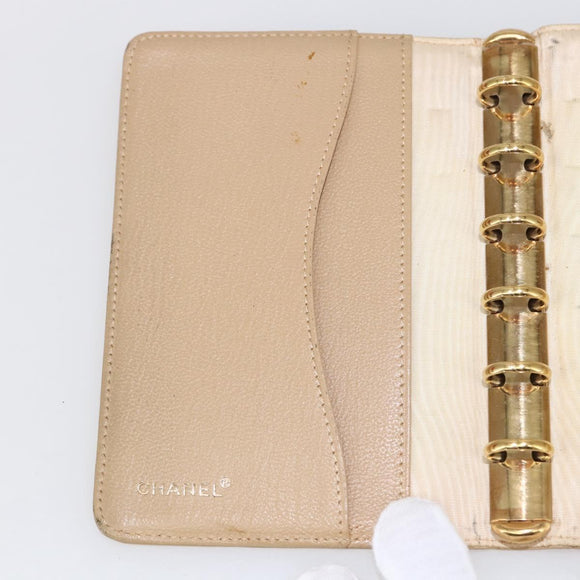 CHANEL Day Planner Cover Leather Beige Gold CC Auth 159060