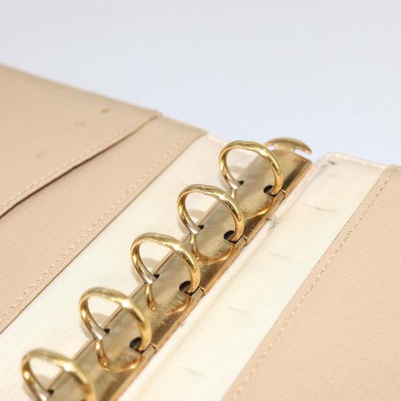 CHANEL Day Planner Cover Leather Beige Gold CC Auth 159060