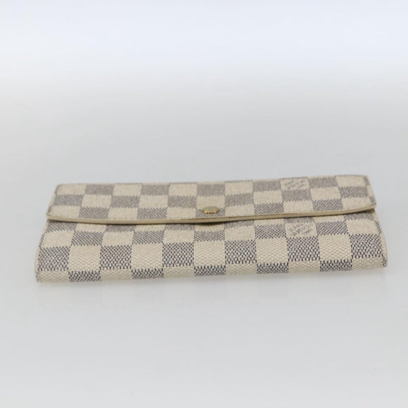 LOUIS VUITTON Damier Azur Portefeuille Sarah Long Wallet N61735 LV Auth 159061