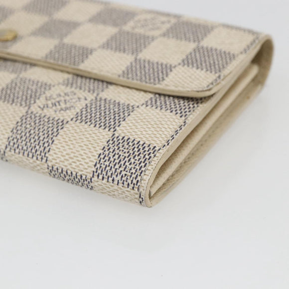 LOUIS VUITTON Damier Azur Portefeuille Sarah Long Wallet N61735 LV Auth 159061