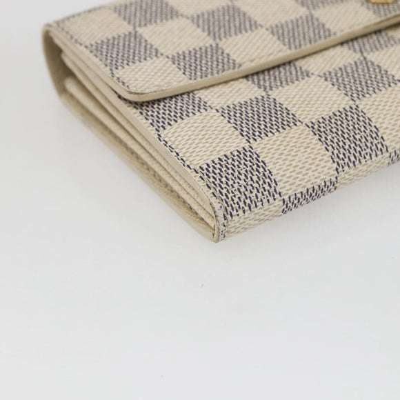 LOUIS VUITTON Damier Azur Portefeuille Sarah Long Wallet N61735 LV Auth 159061