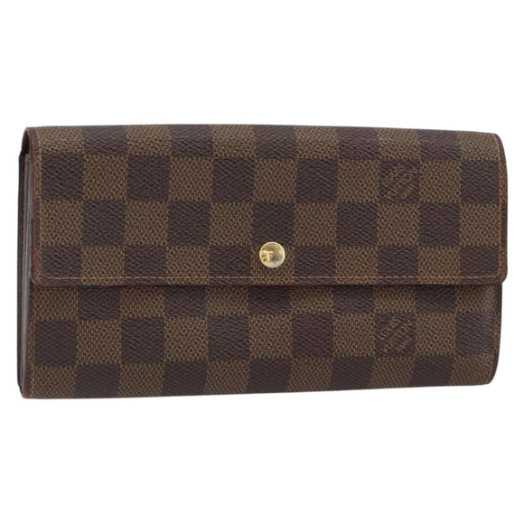 LOUIS VUITTON Damier Ebene Portefeuille Sarah Long Wallet N60491 LV Auth 159062