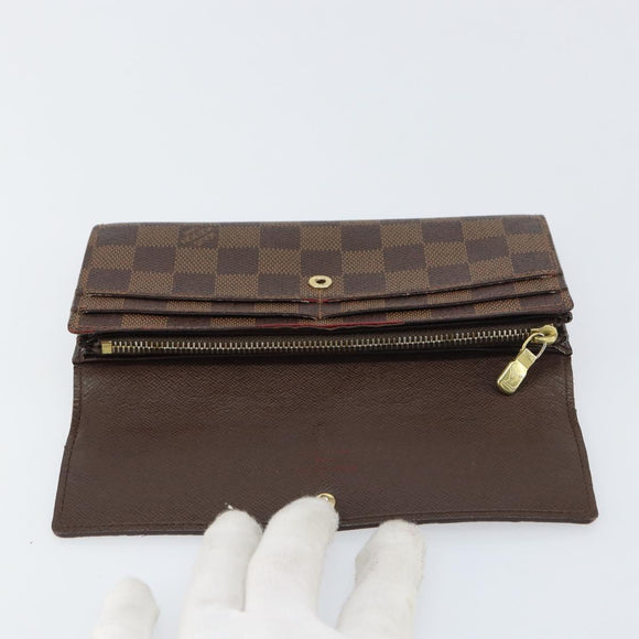 LOUIS VUITTON Damier Ebene Portefeuille Sarah Long Wallet N60491 LV Auth 159062